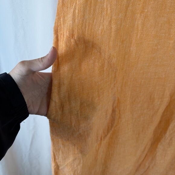 Tahari Linen Blend Midi Dress Women's Medium Orange Orange Short Sleeve Collared - Picture 5 of 11